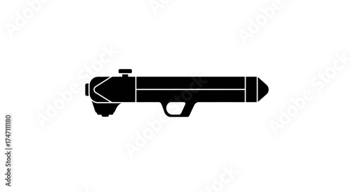 Silhouette of rpg rocket launcher weapon against plain background ready for military combat and defense action vector