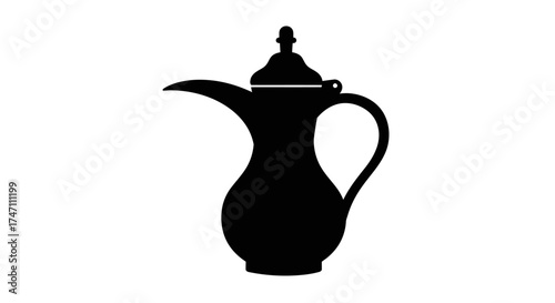 Silhouette of an ornate traditional arabic dallah coffee pot a symbol of middle eastern hospitality and culture vector