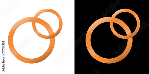 Shining golden wedding rings, a pair symbolizing love and marriage, are isolated on black