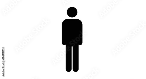 Simple black human silhouette icon representing person male figure standing isolated on concept symbol vector
