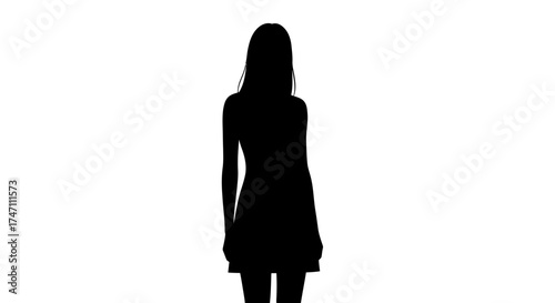 Full body silhouette of a woman in a dress standing against a clean captured in a studio setting vector