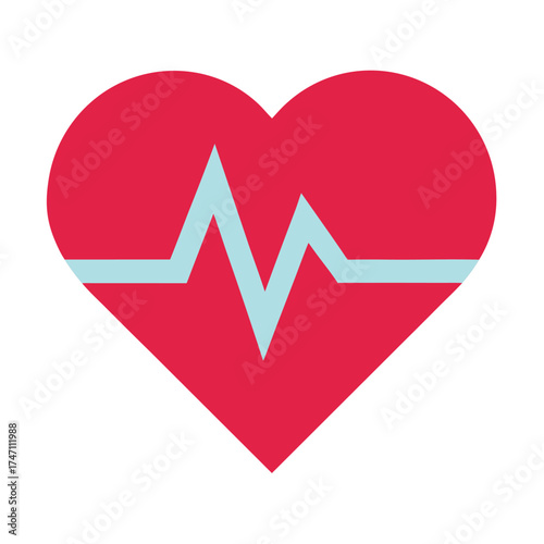 Simple Heart Pulse Health Icon Vector on White Background