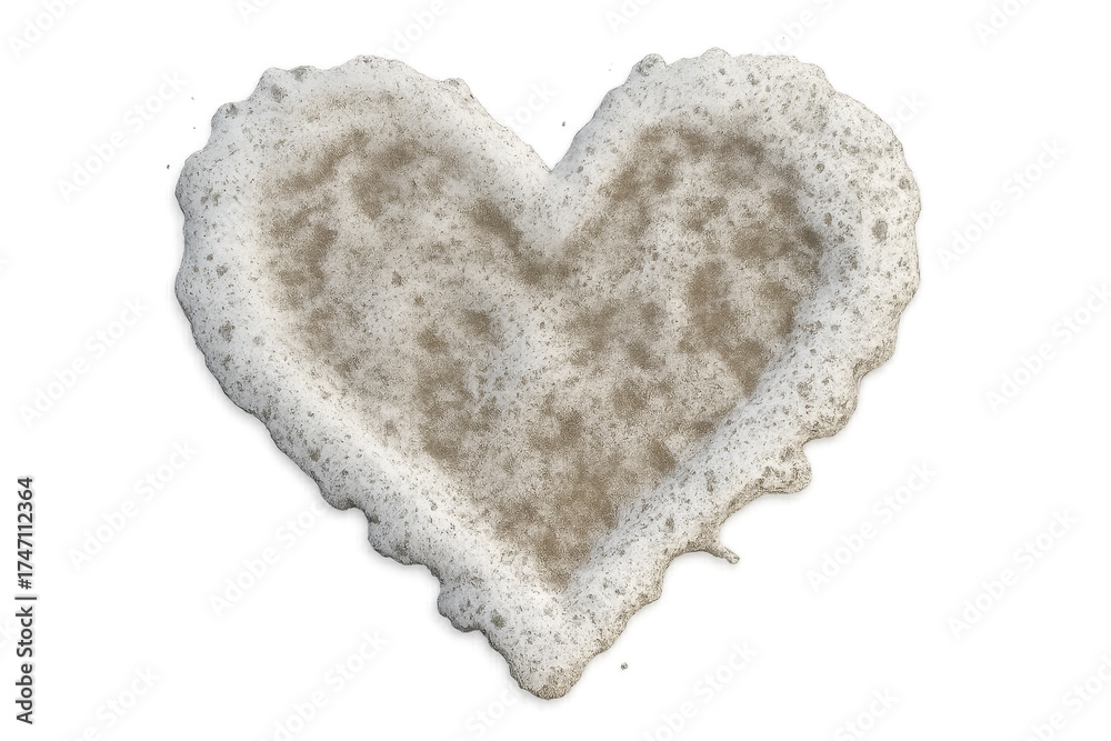 Fototapeta premium Heart shape formed by ocean foam on sand