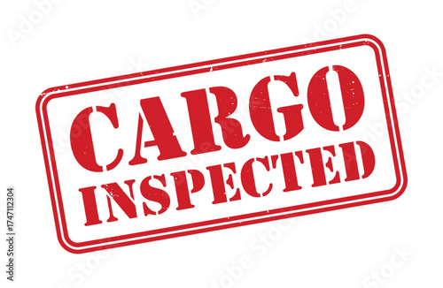 Cargo Inspected stamp, Cargo Inspected sign on red ink, Cargo Inspected grunge stamp, Cargo Inspected seal, Cargo Inspected sticker, Cargo Inspected distressed texture on white background