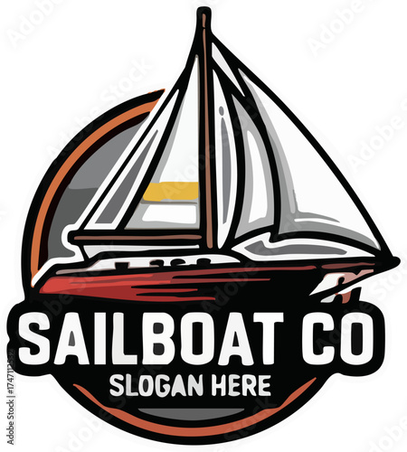 Sailboat Company Logo and Emblem