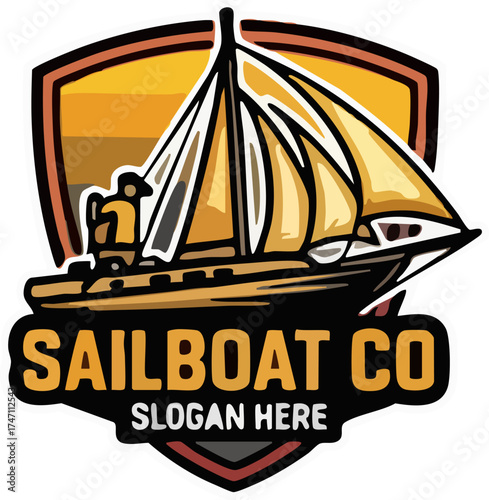 Sailboat Company Logo and Emblem