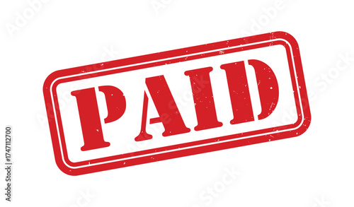 Paid stamp, Paid sign on red ink, Paid grunge stamp, Paid seal, Paid sticker, Paid distressed texture on white background
