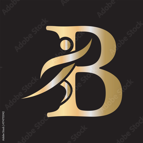 Initial Fitness Logo combine with letter B vector template
