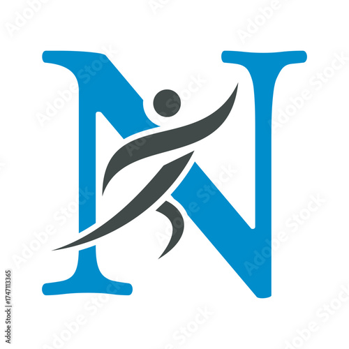 Initial Fitness Logo combine with letter N vector template