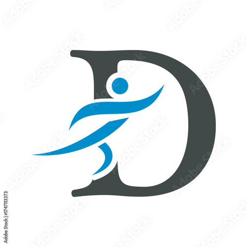 Initial Fitness Logo combine with letter D vector template