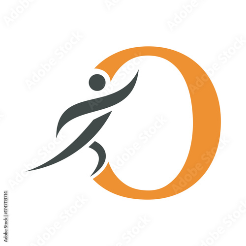 Initial Fitness Logo combine with letter O vector template