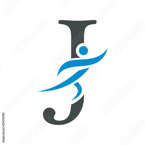 Initial Fitness Logo combine with letter J vector template