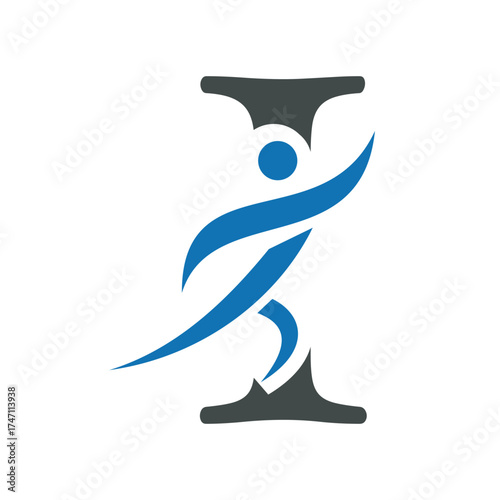 Initial Fitness Logo combine with letter I vector template