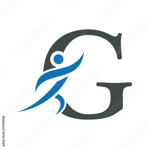 Initial Fitness Logo combine with letter G vector template