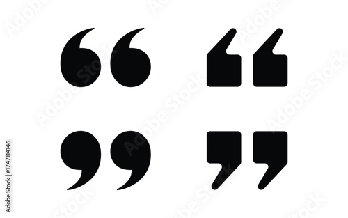 Black Quotation Marks on White quote symbols punctuation On Transparent Background