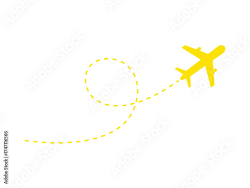 Yellow Airplane Flying travel On Transparent Background
