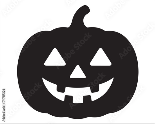 Halloween pumpkin silhouette jack-o’-lantern vector illustration for spooky design