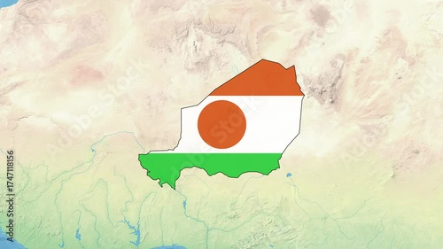 Niger Map Flag with border	