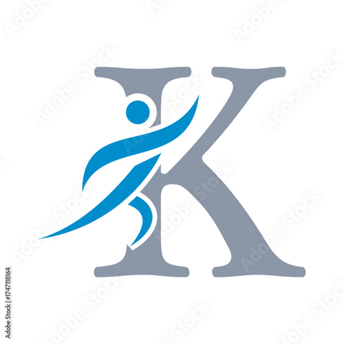 Initial Fitness Logo combine with letter K vector template