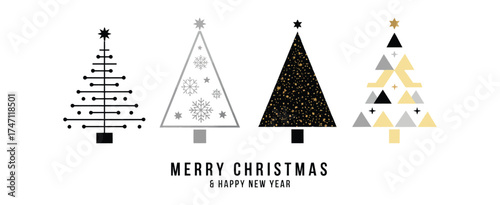 Christmas Card Background with Abstract Gold and Black Tree Decoration – Festive Holiday Design for Seasonal Greeting Cards, Invitations, Posters, and Celebration Projects