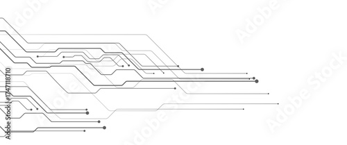 Black lines abstract technology circuit board for web vector background..
