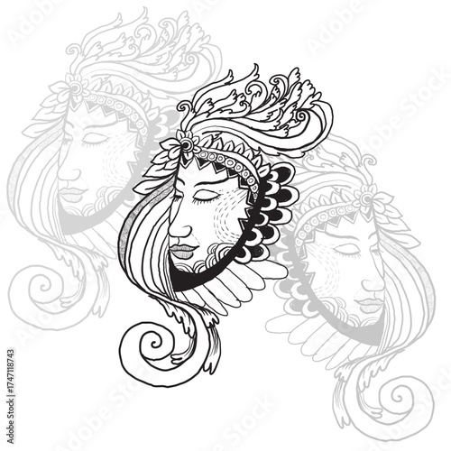 hand drawn illutration beauty women 