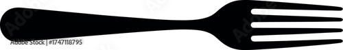 A black silhouette of a fork with three tines on a white background