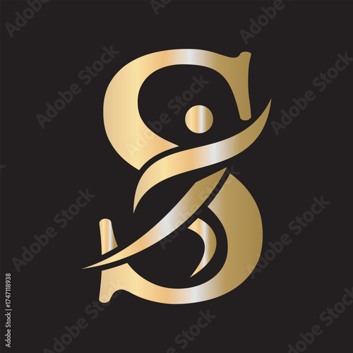 Initial Fitness Logo combine with letter S vector template