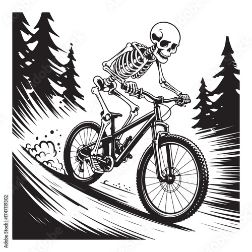 Riding a downhill mountain bike through trees Religious Symbol cycling forest