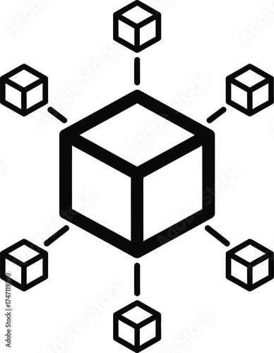Centralized network hub connecting multiple distributed nodes in a decentralized system concept