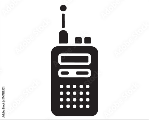 Silhouette of a walkie talkie communication radio device — portable transceiver, emergency signal, communication technology, vector illustration in black and white