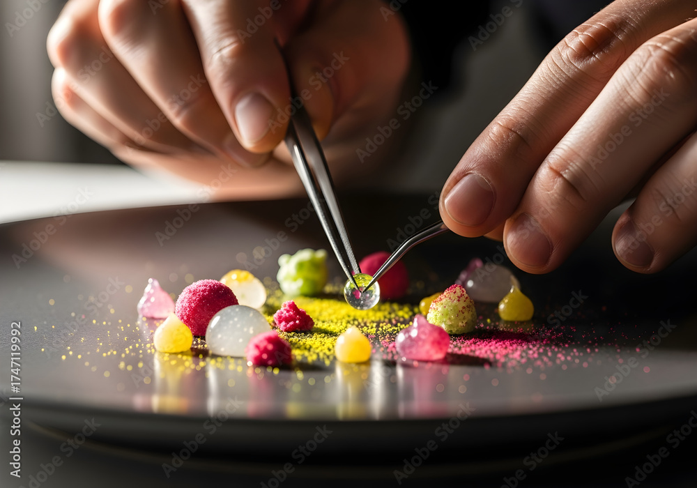 Obraz premium Gourmet Food Art with Colorful Sugar Decorations