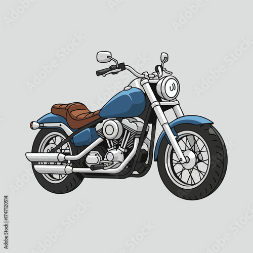 Retro cruiser motorbike vector illustration in three-quarter perspective