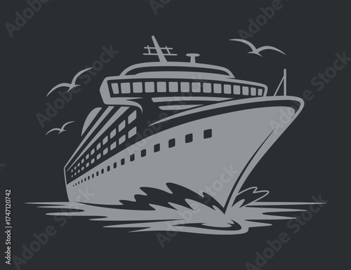 Cruise Liner Traveling Vacation Holiday Trip Nautical Seascape Wave Birds Sailing