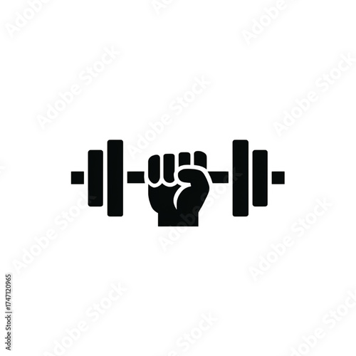 Strong Fist Holding Dumbbell Logo Icon Fitness Gym Symbol