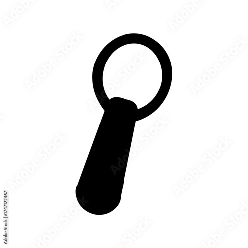 Simple black toggle switch, pull tab, or zipper pull illustration with ring
