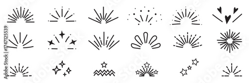 Hand drawn decorative burst and sparkle elements