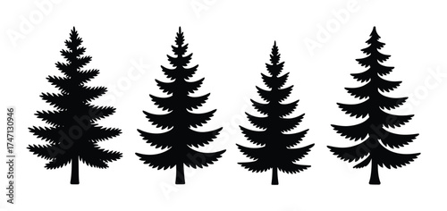 Pine tree shape collection vector set evergreen conifer forest icons illustration