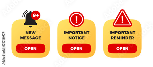 Pop-up window about reminders and warnings