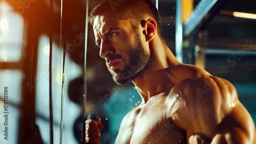 Wallpaper Mural Muscular bodybuilder doing strength training at the gym. Focused and powerful workout shot, perfect for fitness, discipline, and motivational content. Torontodigital.ca
