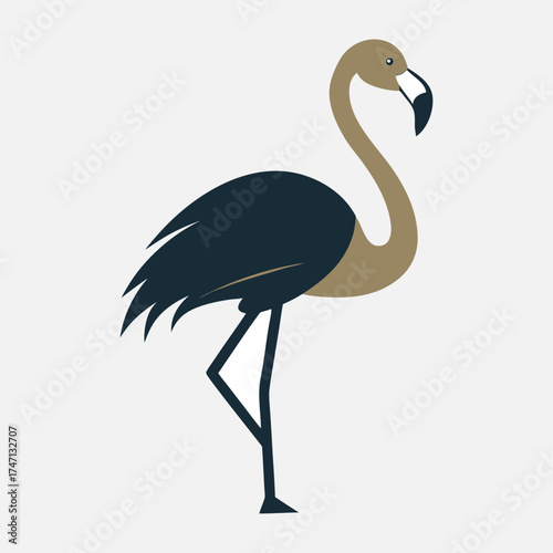 Minimalist Black and Gold Flamingo — Elegant Vector Bird Illustration