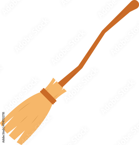 Witch Broomstick Flat Illustration. Clean Icon Design Element on Isolated White Background