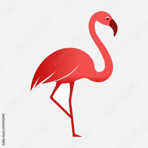 Minimalist Flamingo Illustration — Geometric Flat Design in Vibrant Colors