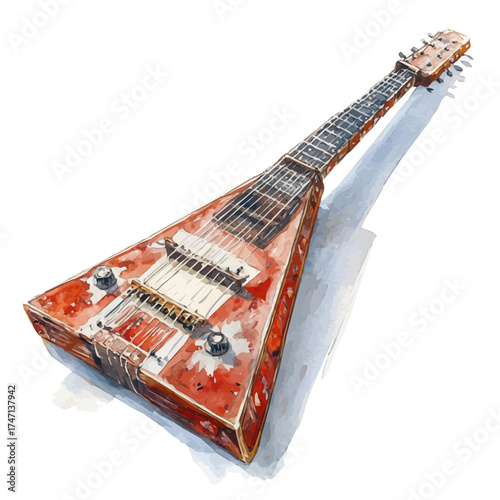 Balalaika, watercolor clipart vector, isolated on a white background.