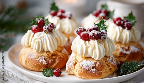Wallpaper Mural A Christmas choux bun dessert sweets white. Torontodigital.ca