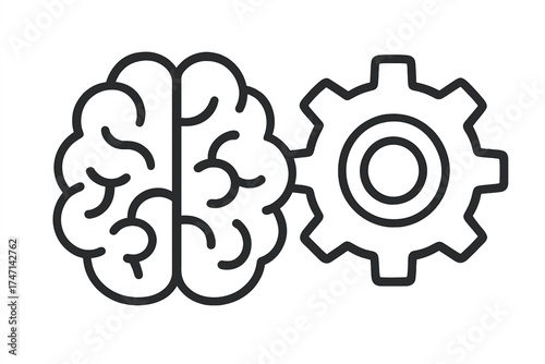 Puzzle piece icon, hand symbol, linear style vector illustration, cartoon design isolated on transparent background, ordered set concept, minimalistic graphic element