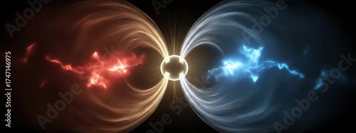 Dynamic Energy Waves in Red and Blue Colors Creating a Vibrant Fusion