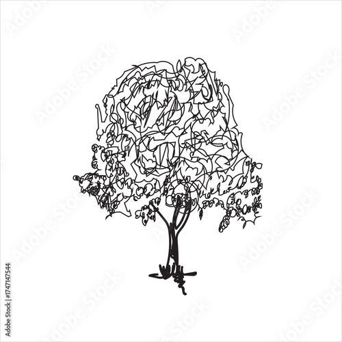 single line off silhouette of a tree