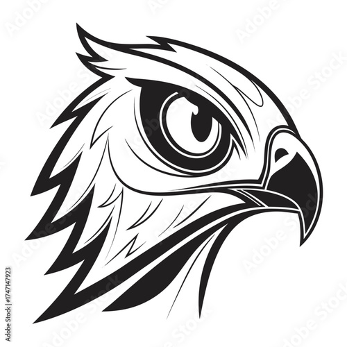 Black abstract hawk head logo graphic falcon bird