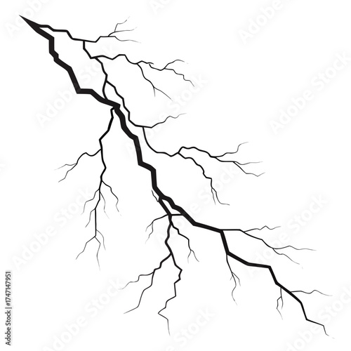 Black abstract lightning bolt graphic on white background